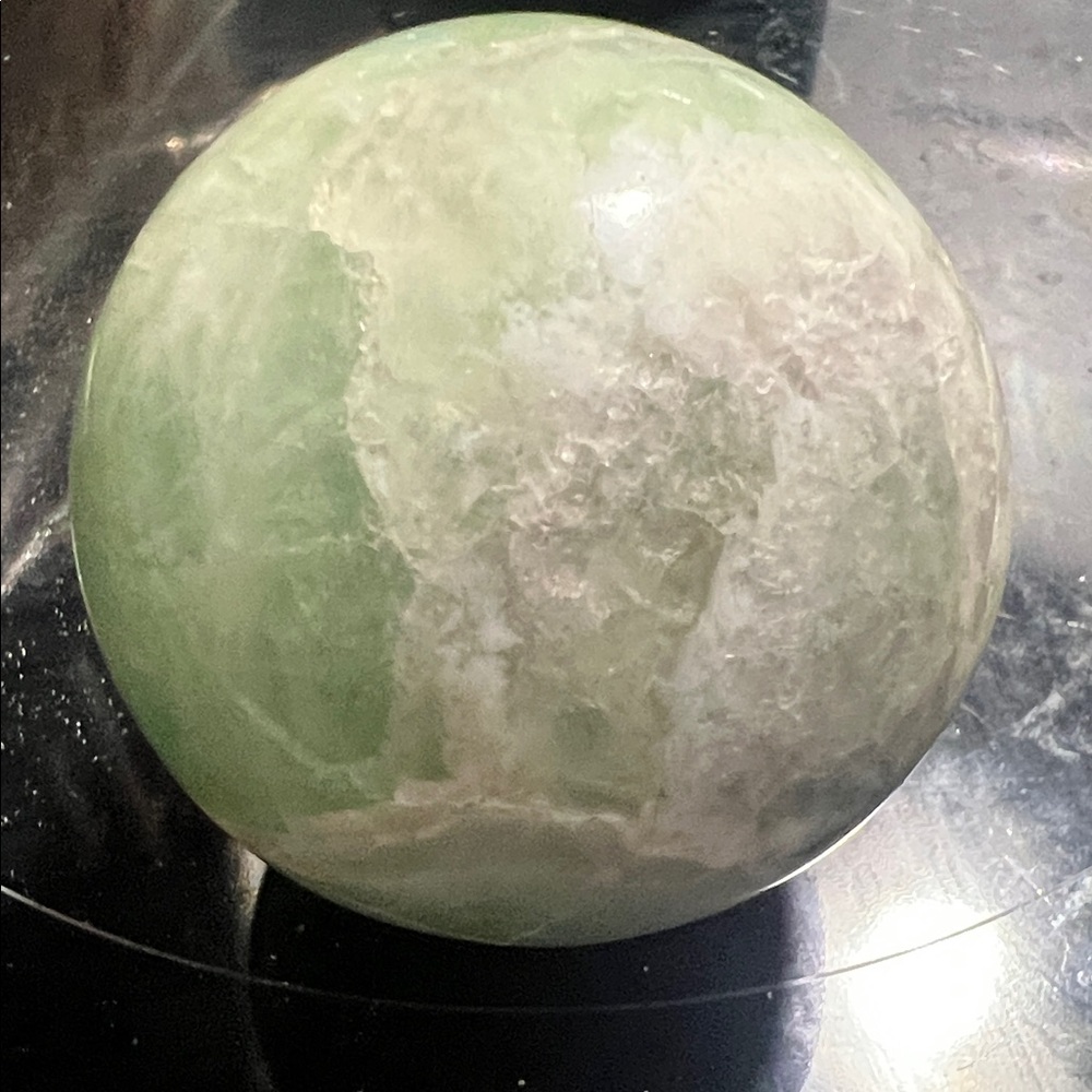 Green & White Polished Stone Sphere